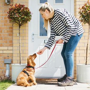 Lady with dog outside